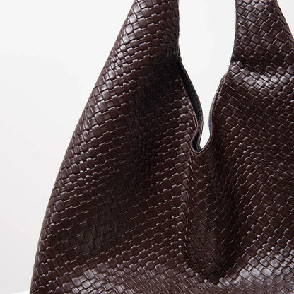 Women's Retro Artificial Leather Woven Shoulder Bag – Large Capacity Tote, Casual Armpit Bag, Daily Work & Shopping Bag (Random Pattern)