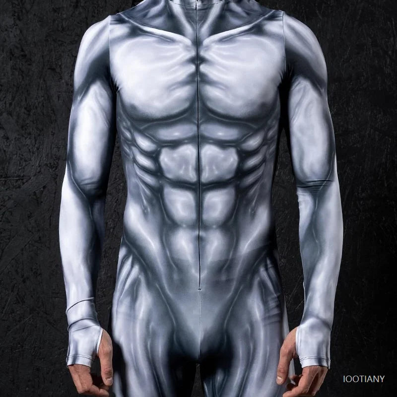 Mechanical Muscle Zentai Bodysuit — Men’s Halloween Punk Cosplay & Carnival Costume 2025