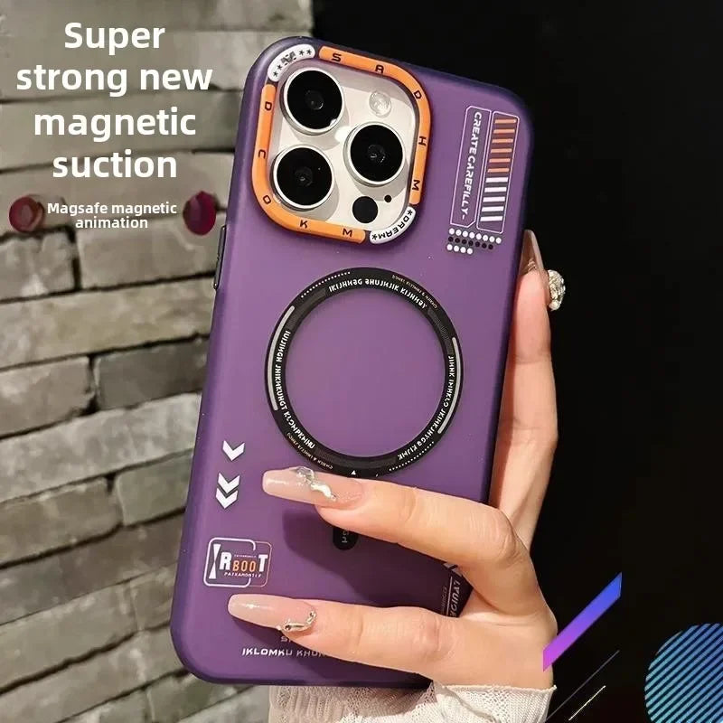 Matte Magnetic Phone Case - Frosted MagSafe Cover with Metal Lens Frame for iPhone 13-17 Pro Max, Air & Wireless Charging