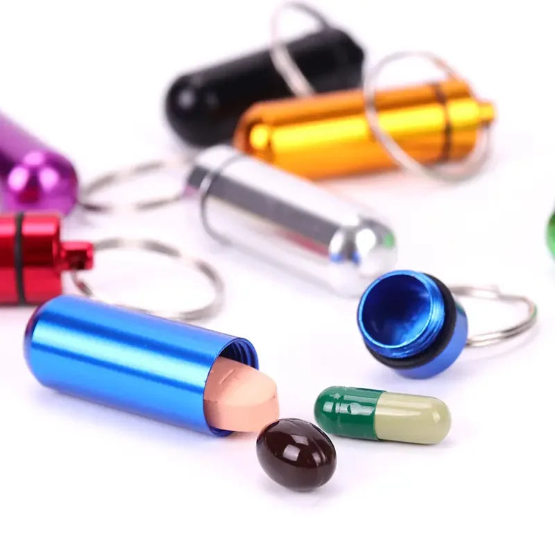 Portable Mini Travel Pill Box – Waterproof Medicine Capsule Container with Keychain for First Aid & Daily Use