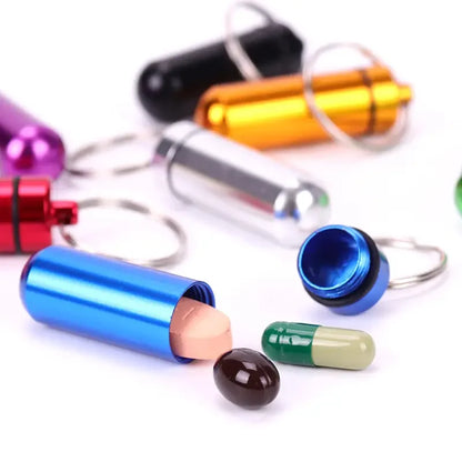 Portable Mini Travel Pill Box – Waterproof Medicine Capsule Container with Keychain for First Aid & Daily Use