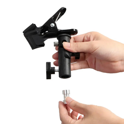 Reflector Clamp Clip Holder with 1/4" to 3/8" Screw Mount – Swivel Adapter for Photo Studio Reflectors & Backgrounds