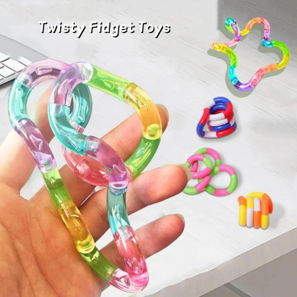 Deformable Rainbow Rope Fidget Toy - Knotting Stress Relief & Sensory Toy