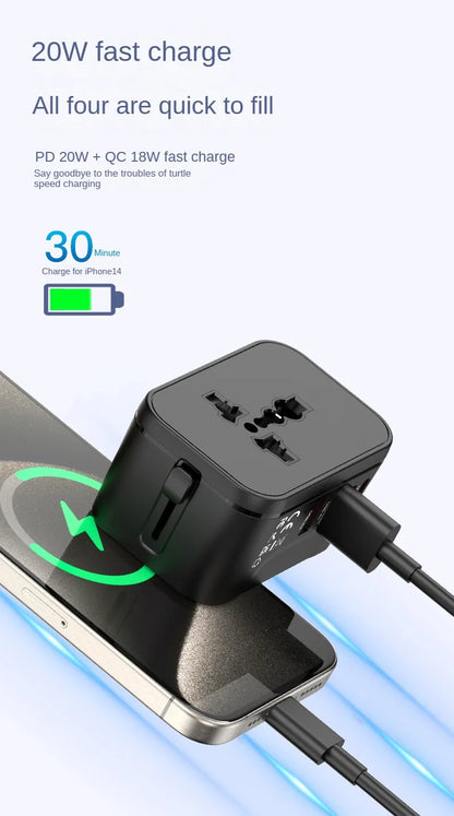 GaN Fast Charger Adapter — Multi-Port Global Travel Converter for Worldwide Use