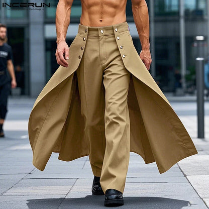 INCERUN Men Irregular Jogger Pants - Loose Casual Streetwear Trousers Solid Color Fashion Long Pants S-5XL