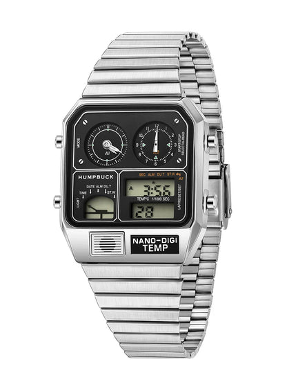 HUMPBUCK Men’s Digital Watch – Multifunctional Classic Wristwatch with Temperature, Stopwatch, Dual Time & Calendar