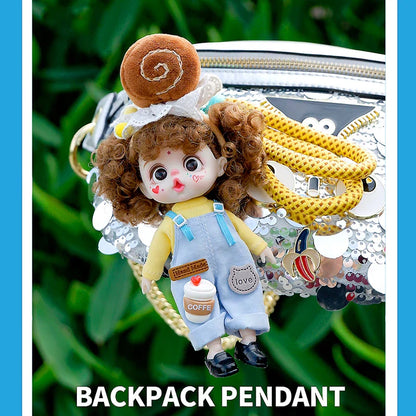Mini Labbu Pocket Doll – Jointed Blythe-Style Boy & Girl Doll for Girls, Rainbow Ball Mobile Phone Decoration