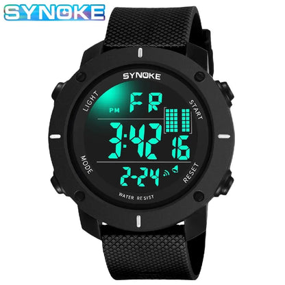 SYNOKE Men’s Waterproof Shock-Resistant Digital Sports Watch – Large Screen Luminous LED Multifunctional Outdoor Fashion Watch