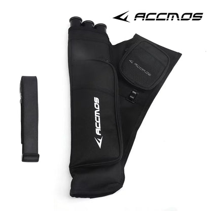 ACCMOS 3-Tube Arrow Quiver Pouch with Adjustable Belt — Recurve & Compound Bow Quiver for Hunting & Target Shooting