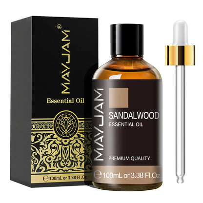 MAYJAM 100ml Essential Oil with Dropper - Sandalwood, Lavender, Eucalyptus & Vanilla for Humidifiers & Candles