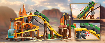 Western Roller Coaster Building Set – Mini Mine Train Model Toy with Lifting Chain for Teens & Adults