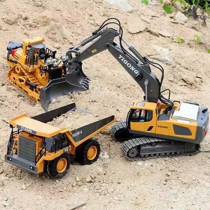 2.4G RC Excavator & Dump Truck Toy – Alloy & Plastic Construction Vehicle Model for Kids