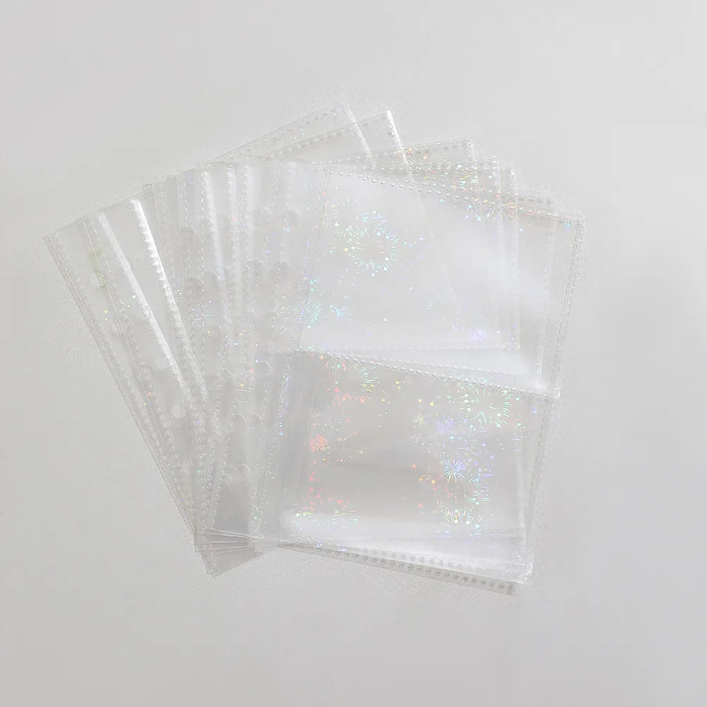 A5/A6/A7 Transparent File Holder Set – 10pcs 6-Hole Loose Leaf PVC Binder for DIY Document Storage