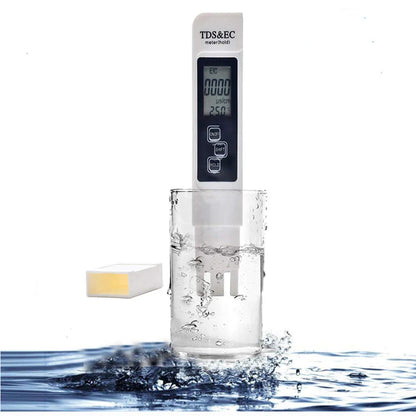 White Digital Water Quality Tester - TDS EC Meter, Multifunctional Water Purity & Temperature TEMP PPM Tester (0-9990 Range)
