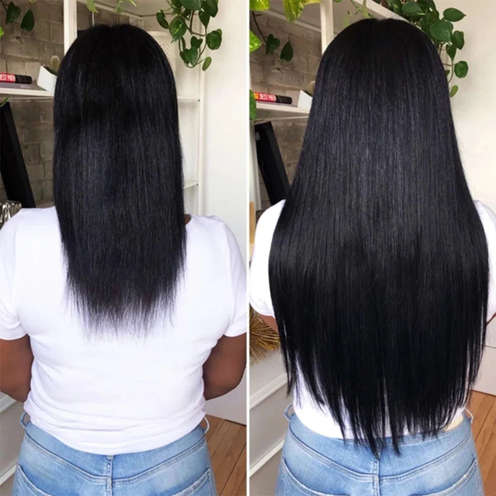 Natural-Looking Synthetic Hair Extension: No-Clip Long Straight Hairpiece in Blonde, Black, and Mixed Colors - False Hair Piece for Women
