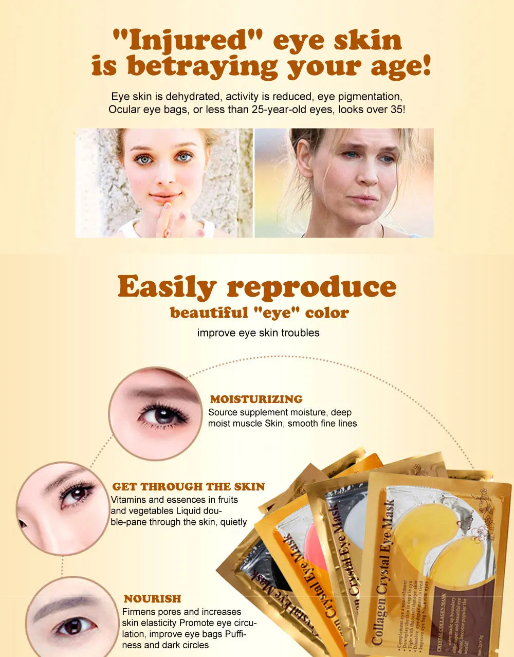 20 Pcs Gold Collagen Crystal Eye Masks – Firming & Moisturizing Nourishing Eye Patches