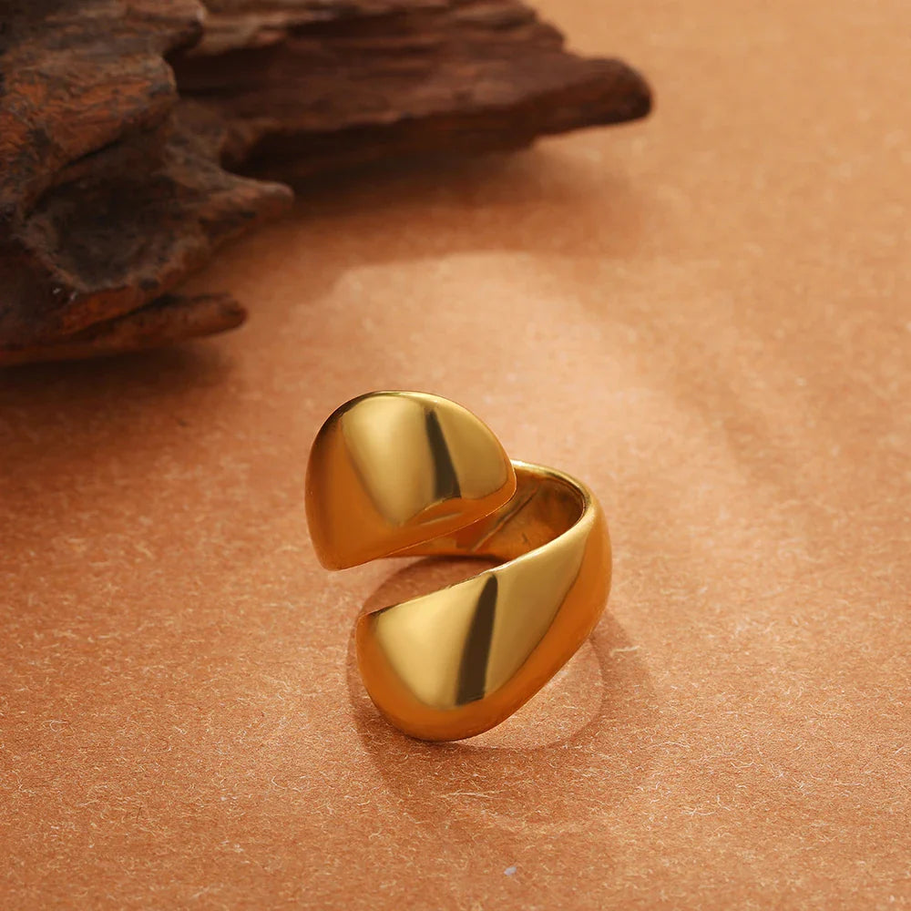 Vintage Stainless Steel Chunky Ring – Punk Irregular Adjustable Open Ring for Women, Wedding Jewelry Gift