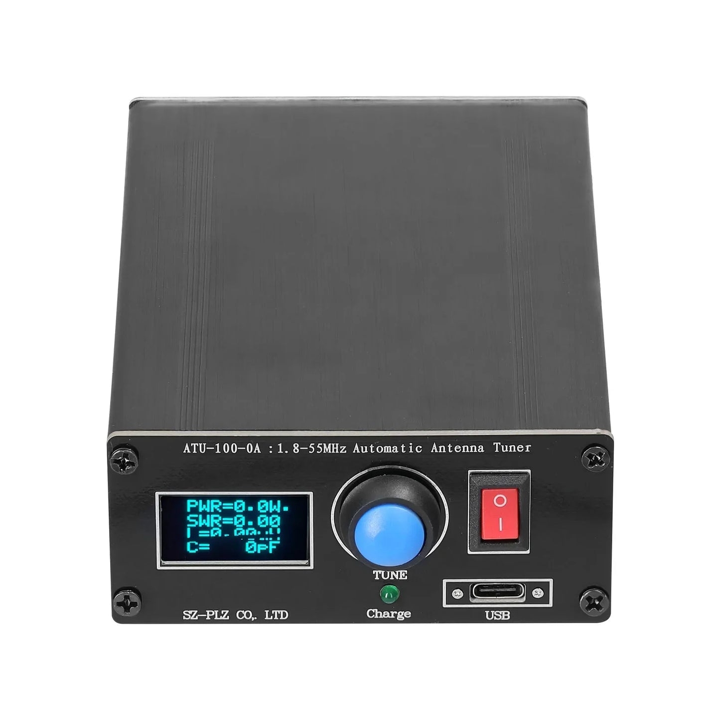 ATU-100-0A Mini Automatic Antenna Tuner – 1.8-55MHz with OLED Display, Aluminum Alloy Case, 1500mAh Battery