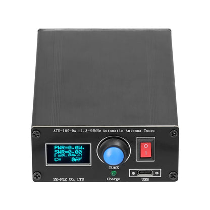 ATU-100-0A Mini Automatic Antenna Tuner – 1.8-55MHz with OLED Display, Aluminum Alloy Case, 1500mAh Battery