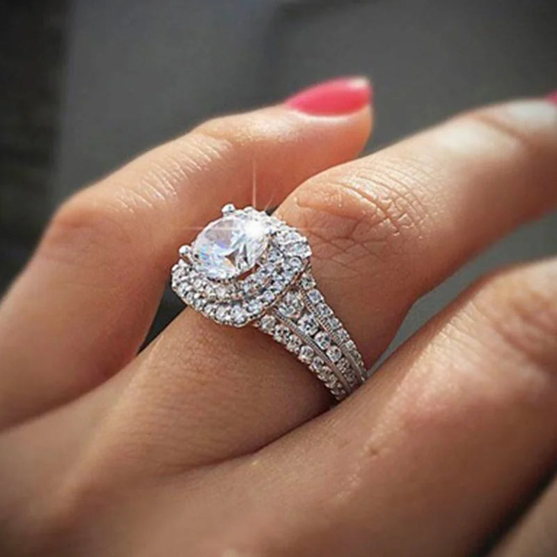 Hip Hop Iced Out Men Ring - Trendy Copper Pave CZ Geometry Jewelry with Bling Cubic Zirconia Design