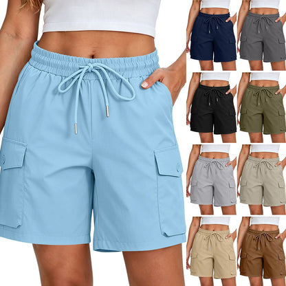 Women’s Summer Hiking Shorts - Lightweight Breathable High-Waist Multi-Pocket Cargo Shorts for Outdoor, Work & Streetwear