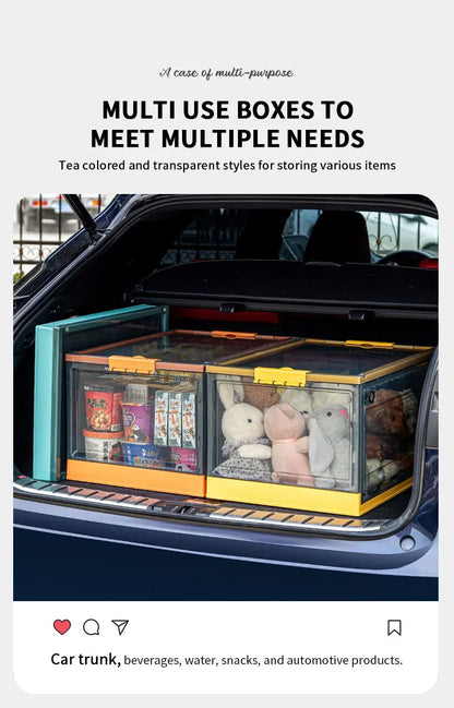 Foldable Transparent Storage Trunk — Large Capacity Plastic Organizer Box for Home, Wardrobe, and Clothes Storage