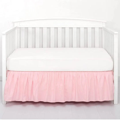Premium Crib Bed Skirt with White Sheet – 4-Sided Pleated Ruffle Nursery Bedding for Baby Boys & Girls Toddler Beds