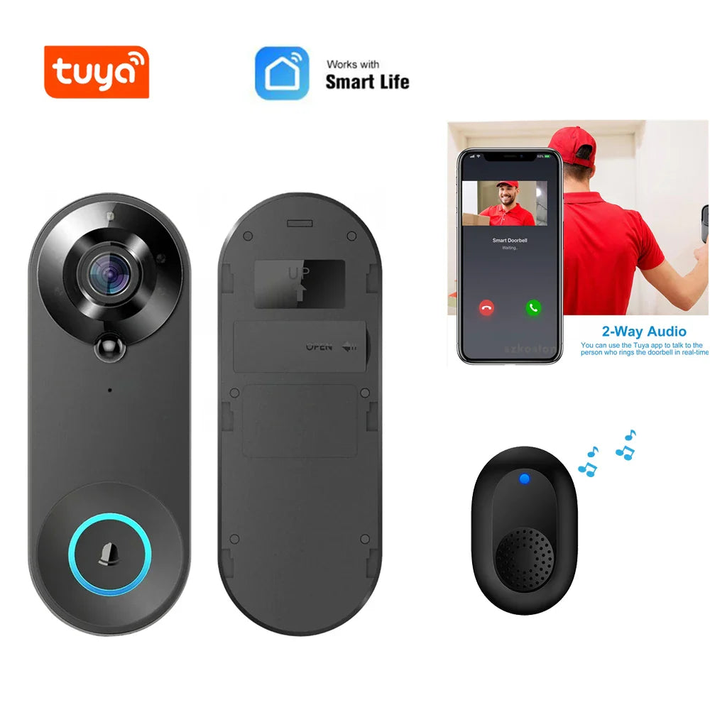 1080P Wireless Video Doorbell Camera – WiFi Smart Doorbell, Tuya Smart Home Security, Motion Detection, Night Vision, Intercom