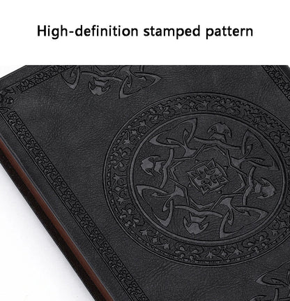 A6 Retro Pocket Mini Notebook – PU Leather Stamped Portable Notepad for Writing, Office & Bookkeeping