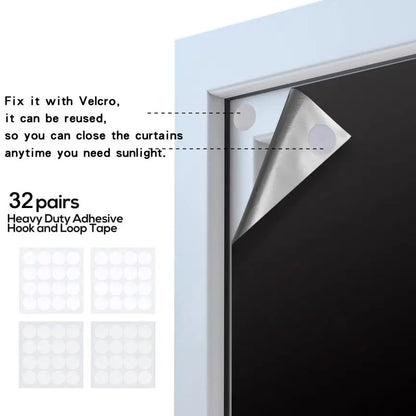Portable Blackout Curtain for Travel - DIY Temporary Solution for Living Room & Home Windows with Non-Perforated Black Cloth