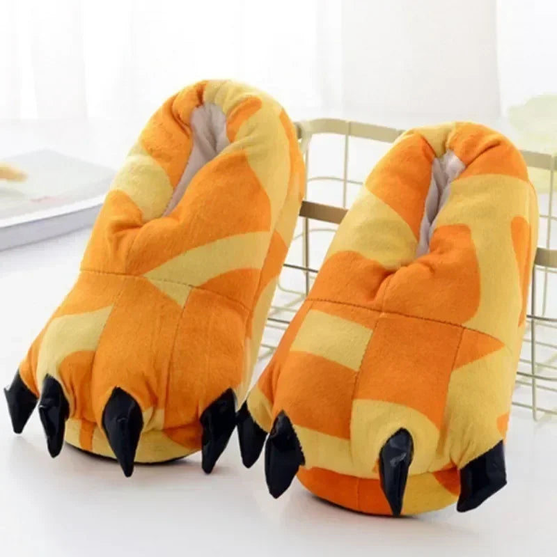 2023 Winter Warm Indoor Slippers - Soft Plush Paw Shoes for Women, Men & Children | Funny Animal Christmas Dinosaur Claw