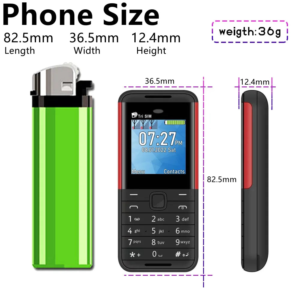 SERVO BM5310 Mini Mobile Phone — 3 SIM Card, 3-Standby, Auto Call Recorder, Bluetooth, Speed Dial & Magic Voice, 1.3" Compact Phone