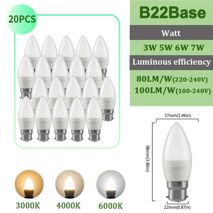 20pcs G45 C37 LED Bulbs — 3W/5W/6W/7W Energy-Saving Mini Lamps, Warm & Cool Light for Home and Bedroom