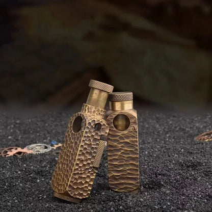 Handmade Brass Carved Trench Kerosene Lighter – Vintage Flamidor Gasoline Lighter, Heavy Men's Smoking Gift Collection
