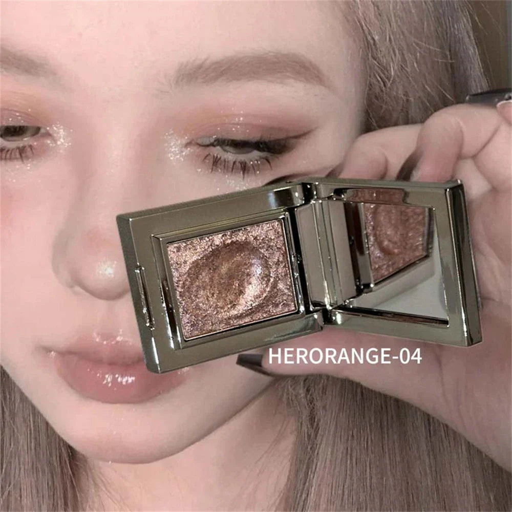 Metallic Glitter Eyeshadow Palette – Sparkling Cream Mousse Shimmer Highlighter in Punk Purple Pearlescent Pigments