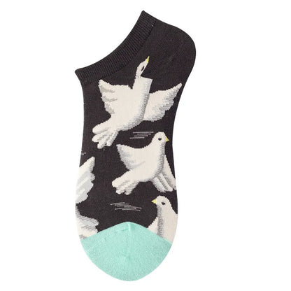 40-Style Colorful Cotton Ankle Socks – Fashion Novelty Short Socks for Men & Women, Funny Animal, Food & Avocado Casual Designs