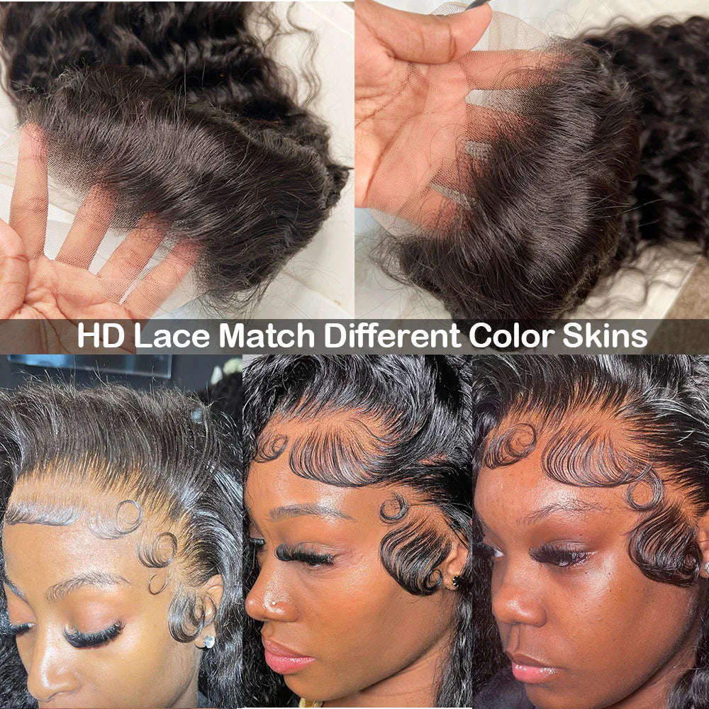 250% Density Deep Curly 13x6 HD Lace Frontal Wig – Glueless Deep Wave Human Hair Lace Front Wig, Ready to Wear