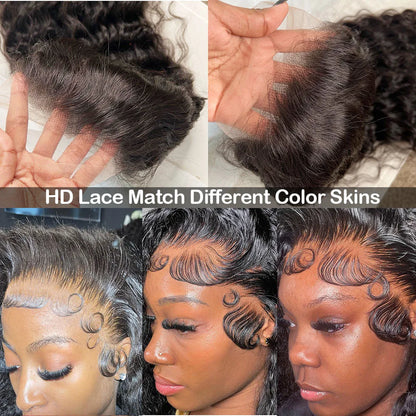 250% Density Deep Curly 13x6 HD Lace Frontal Wig – Glueless Deep Wave Human Hair Lace Front Wig, Ready to Wear