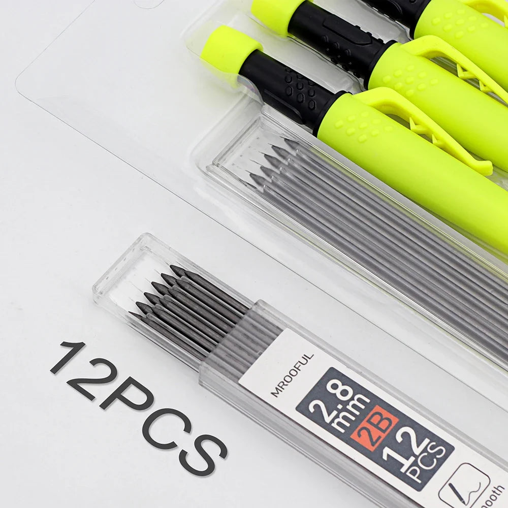 Professional Carpenter’s Pencil Set - 2.8mm Deep-Hole Marking & Drawing Tool for Woodworking & Construction