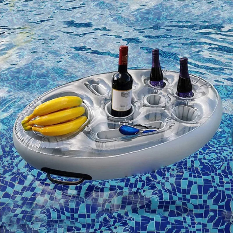 Summer Sea Inflatable Bucket Cup Holder - Pool Beach Swimming Party Float with Beer Drink Tray, Cooler Table Toy Accessories
