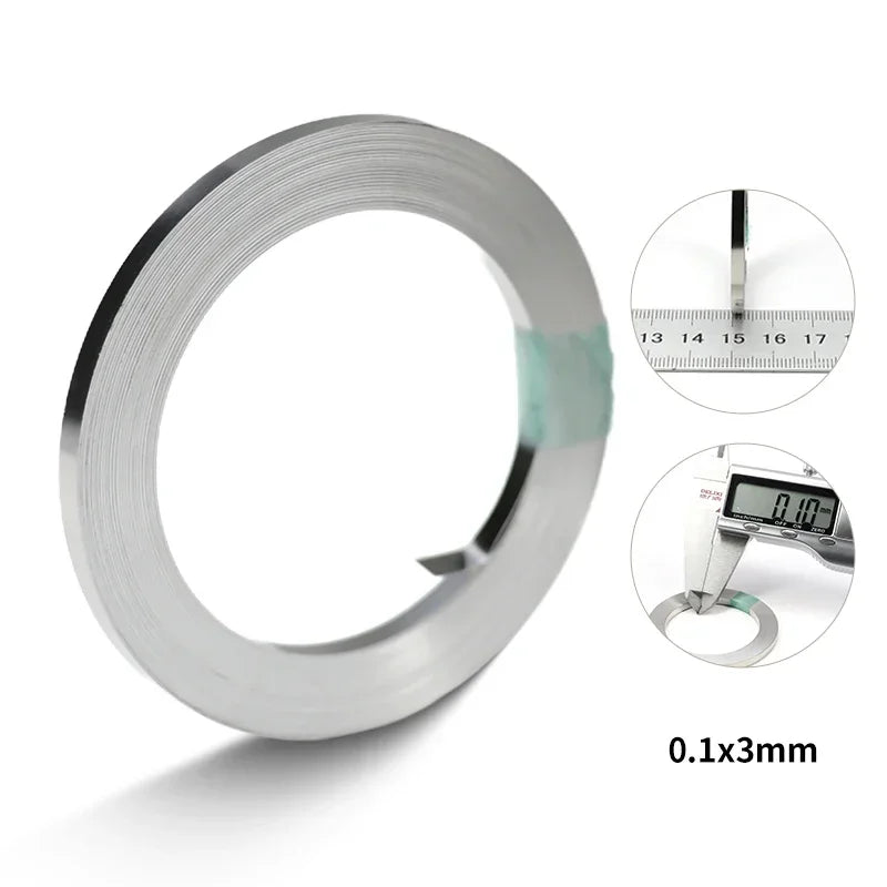 10m Roll 18650 Li-ion Battery Nickel-Plated Strip – 0.1-0.2mm Spot Welder Connector Steel Belt