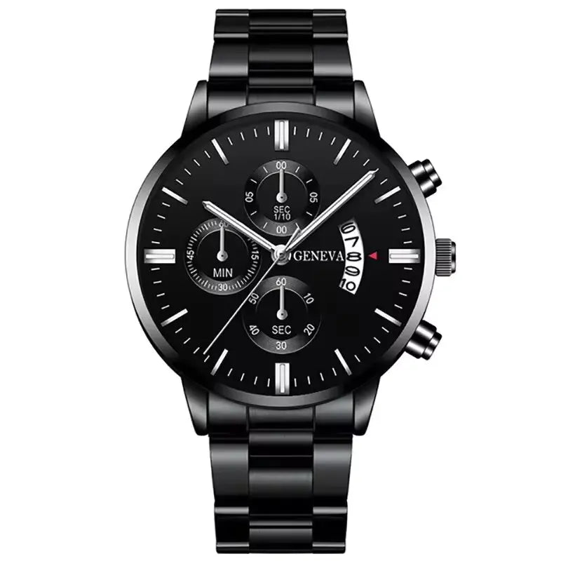 Fashion Men's Stainless Steel Watch – Luxury Quartz Wristwatch with Calendar for Business & Everyday Wear