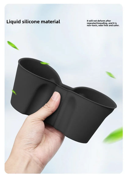 Tesla Model Y Juniper 2025 Silicone Cup Holder – Center Console Drink Bottle Rack for Front & Rear Seats Interior Accessory