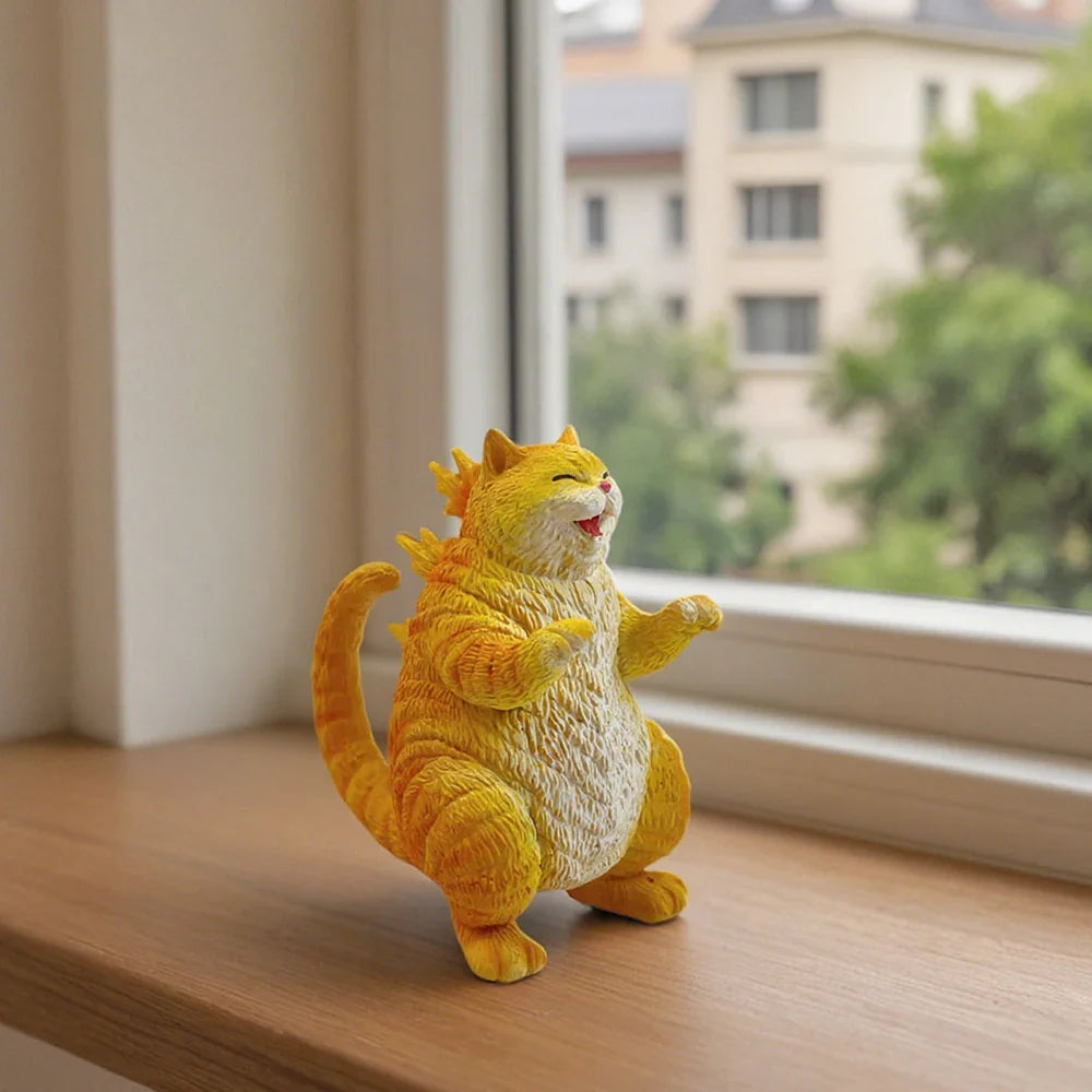 Handmade Monster Cat Figurine – Resin Sculpture for Home, Office Desk Decor & Collectible