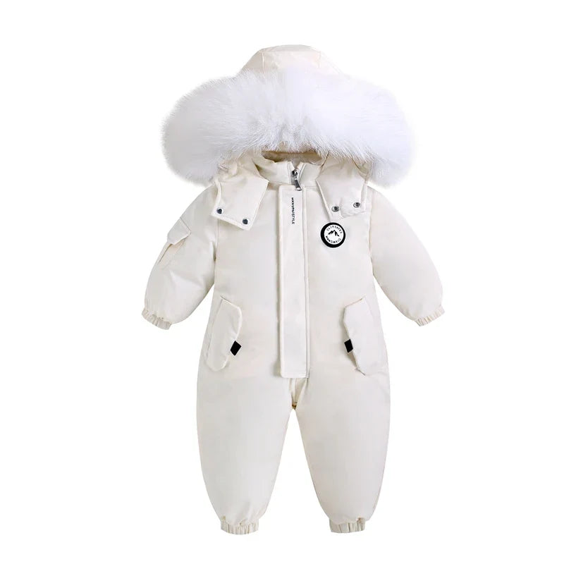 Winter Baby Ski Suit - Warm Waterproof Velvet Jumpsuit for Boys & Girls, 1–5 Years