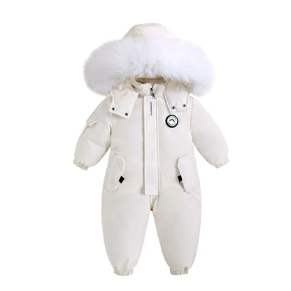 Winter Baby Ski Suit - Warm Waterproof Velvet Jumpsuit for Boys & Girls, 1–5 Years