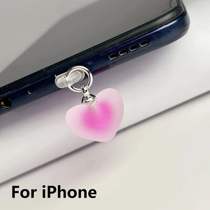 Heart-Shaped Phone Dust Plug Pendant - Universal iPhone/Type-C Accessory for Protection & Style