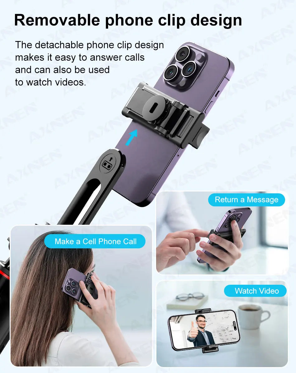 AXNEN Mobile Phone Tripod C12/C13 – 1325mm Stand for Cellphone & GoPro, with Wireless Bluetooth Remote for Live Streaming