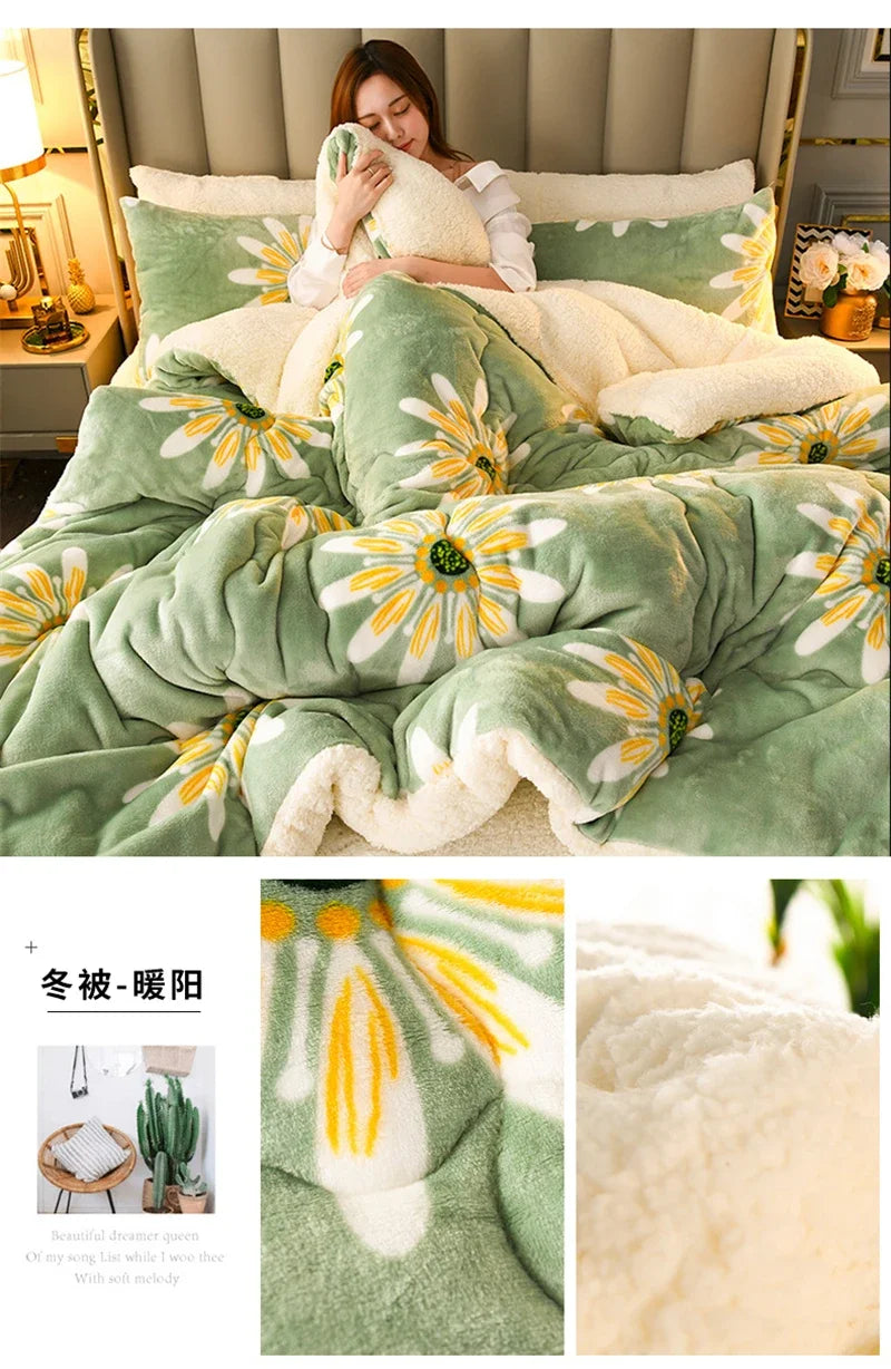 Super Thick Plaid Fleece Blanket – Soft, Warm, Fluffy Winter & Autumn Comforter Quilt