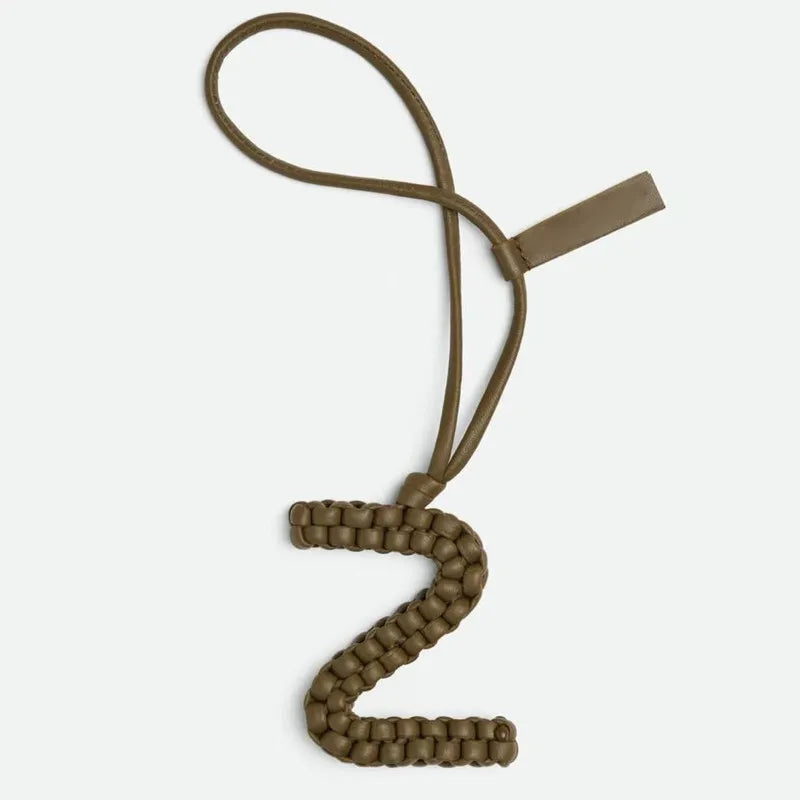 Woven Leather Letter Bag Charm – Luxury Handwoven Pendant Ornament for Women’s Handbags, Fashionable Bag Decoration Accessory